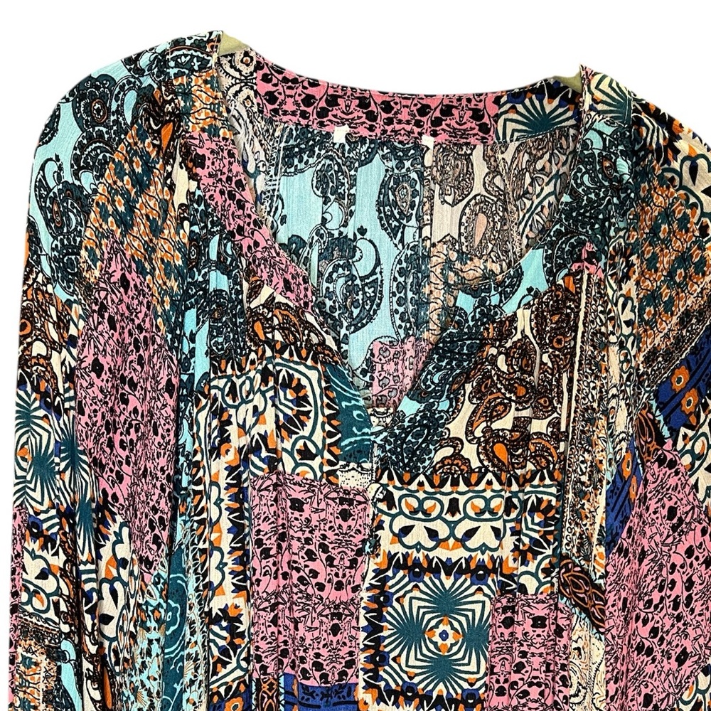 Umgee Bohemian Patchwork Pattern Dress - image 6